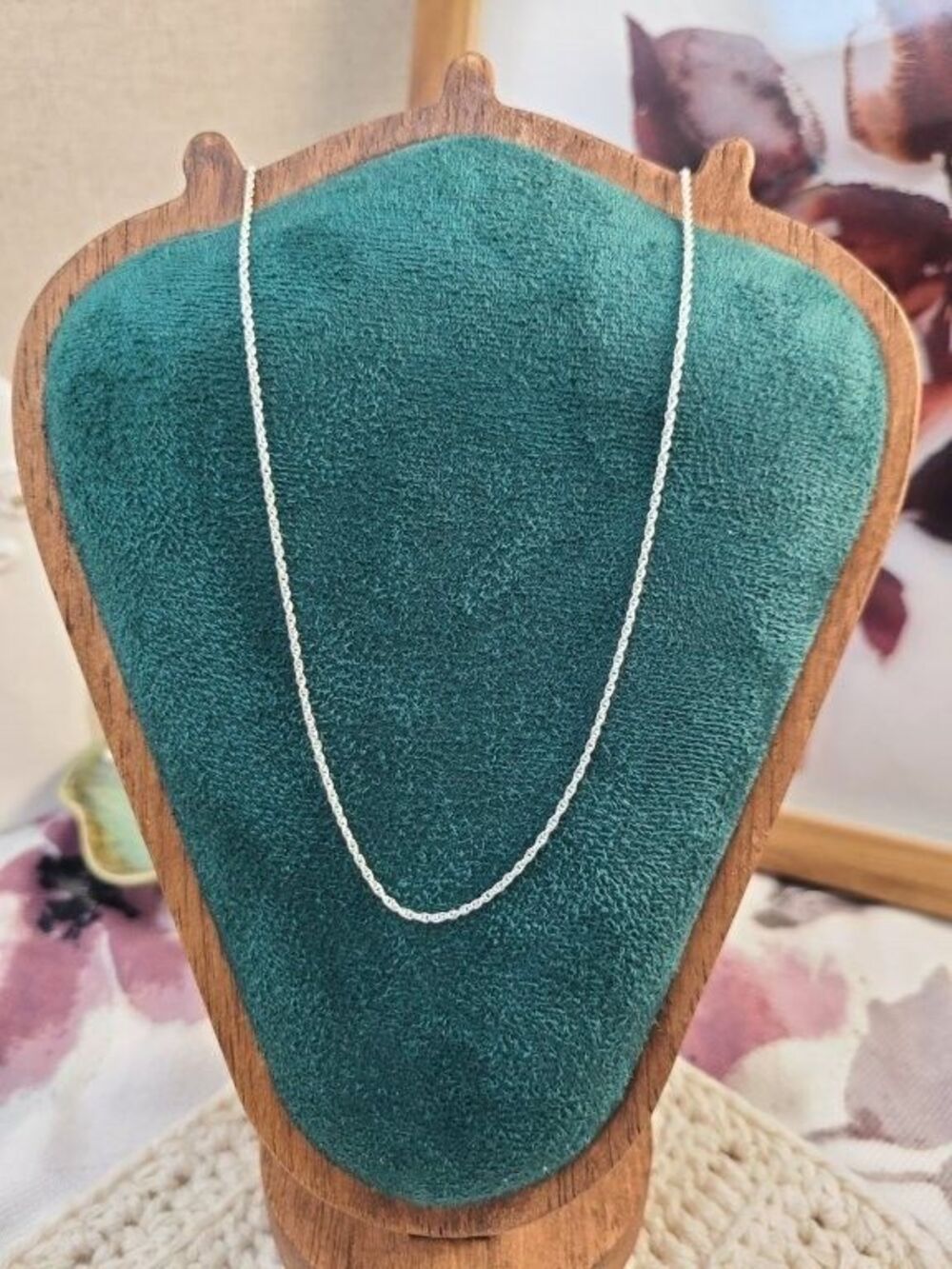 925 Sterling Silver Rope Chain Necklace 18 Inch Dainty Pendant Link Women Fine